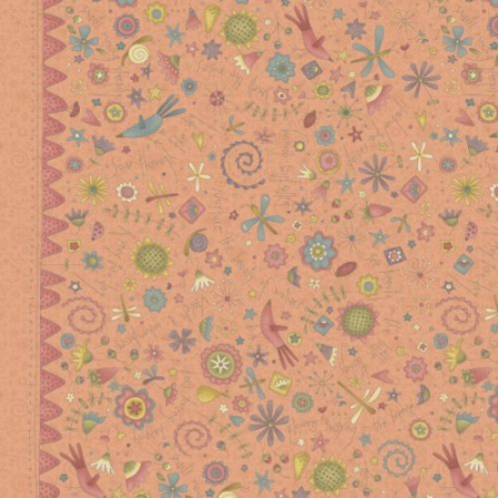 Hatched and Patched - Garden Whimsy - Peachy Pink Large Floral Border