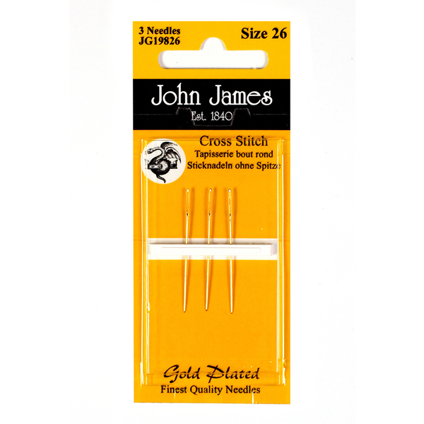John James - Gold Plated Cross Stitch Needles - Size 28