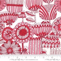 Moda - Just Another Walk in the Woods - Funny Flower Red Cream