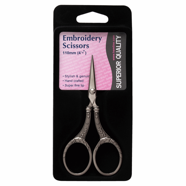 Hemline - ''Antique Silver'' Embroidery Scissors (11cm or 4.25in)