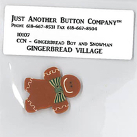 Just Another Button Company - Gingerbread Village #7 - Gingerbread Boy and Snowman Button Pack